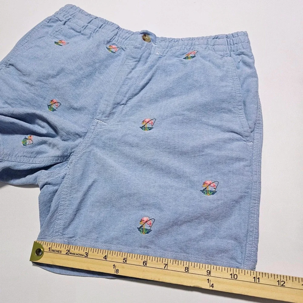 Polo Ralph Lauren Blue Oxford Embroidered Nautical Sailboat Shorts Men's Medium